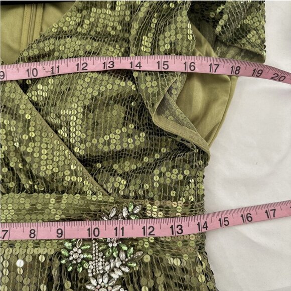 NWT $598 Mac Duggal [ 8 ] Sequined Butterfly Sleeve Wrap Over A Line‎ Gown #Q699 - Picture 4 of 15